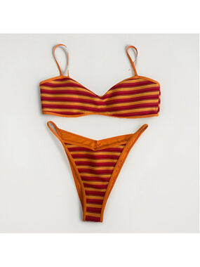 L Space Orange Red Stripe Bikini